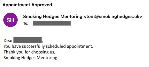 Someone to Talk to confirmation email example