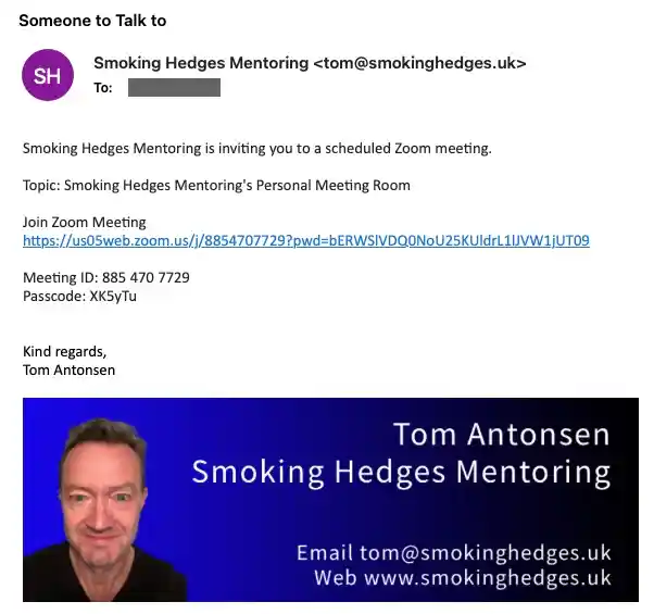 Someone to Talk to online meeting invitation example