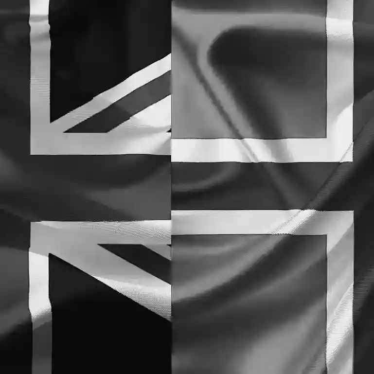 Union Jack and the Norwegian flag put together - black and white picture