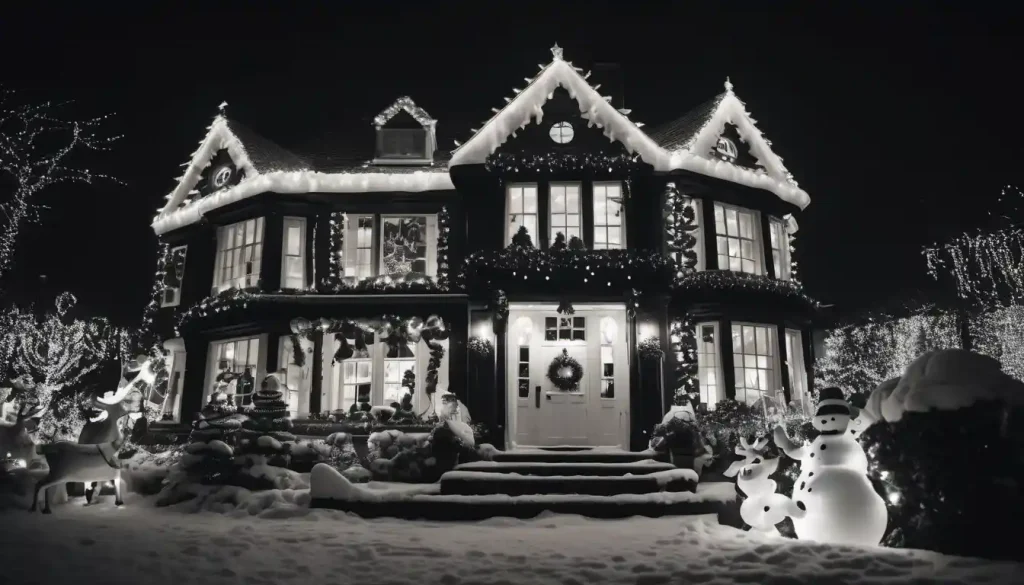 A house with too much outdoor Christmas decorations