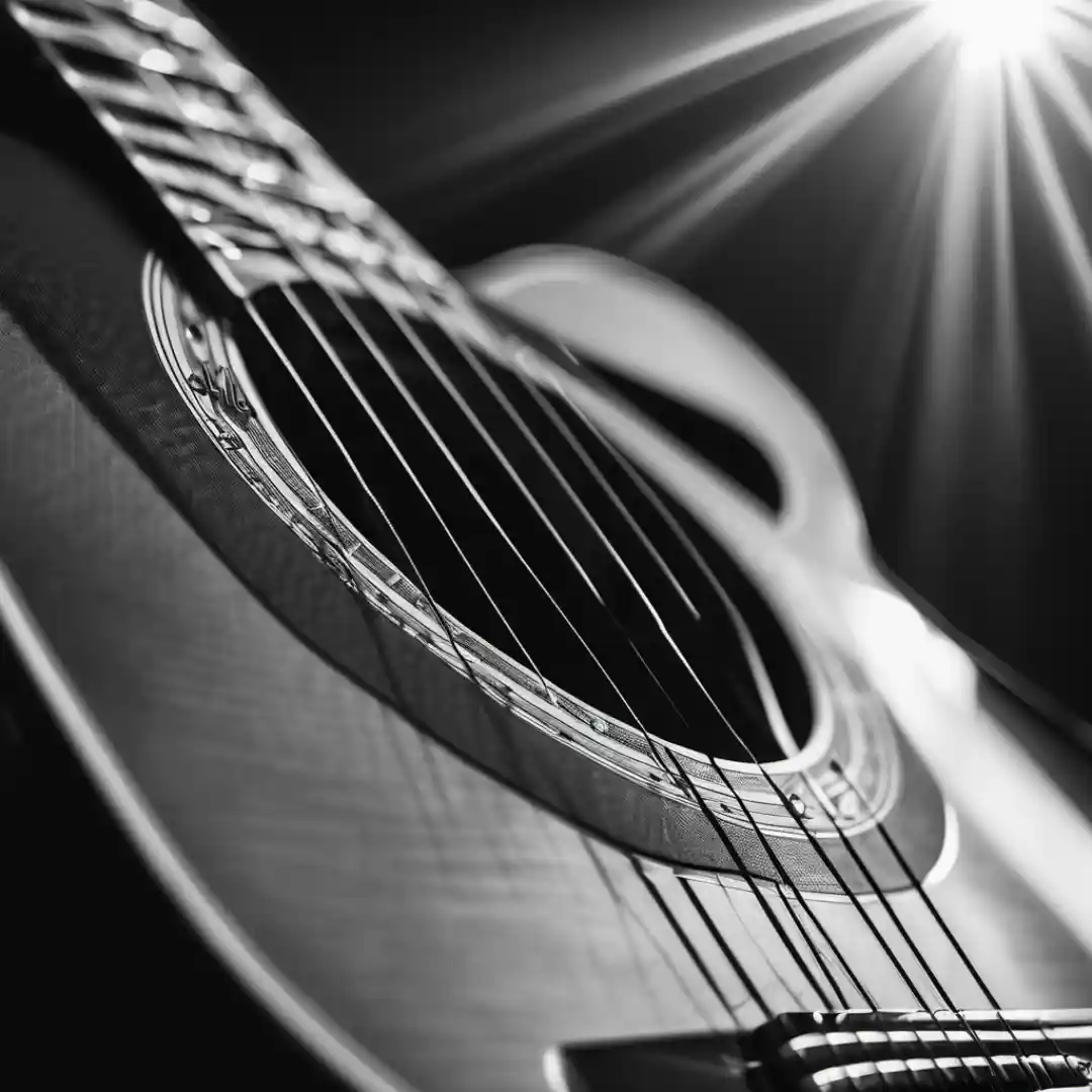 Close-up picture of the body of a guitar