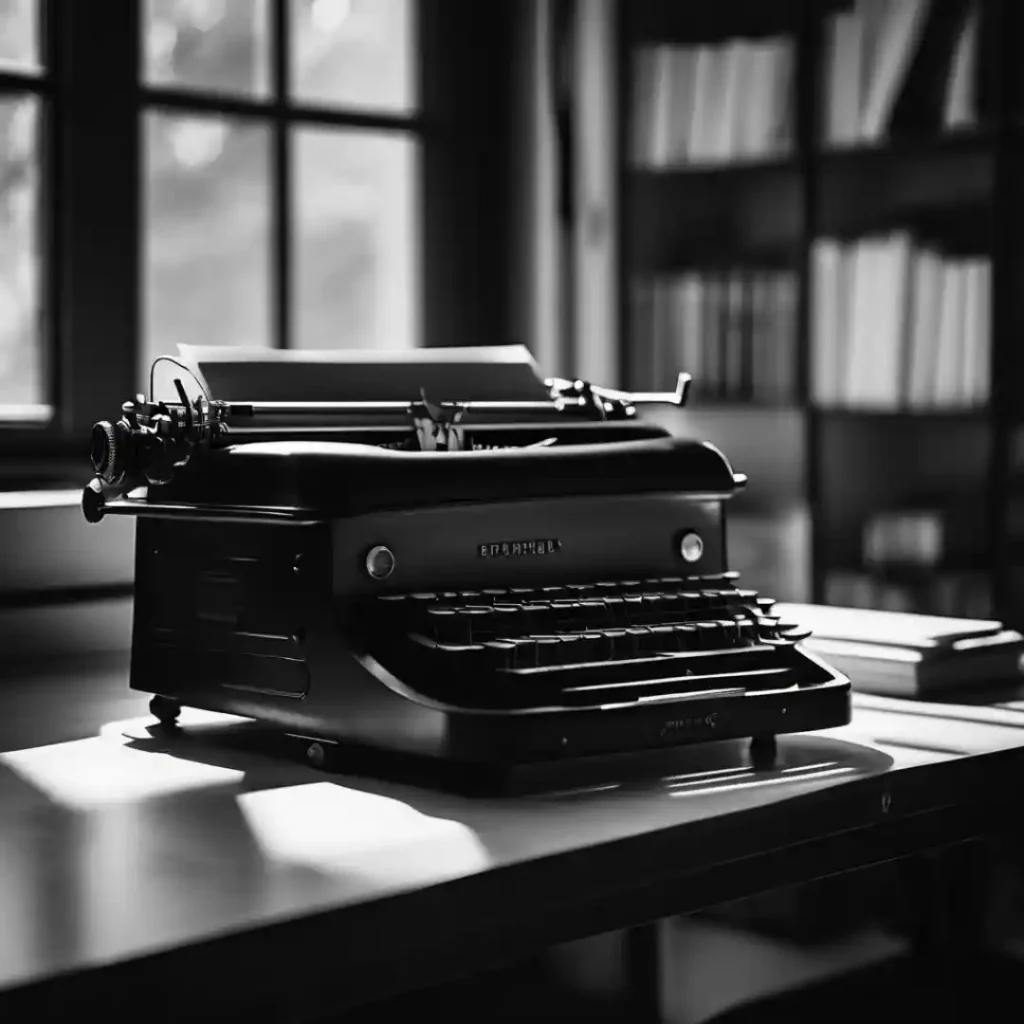 Picture of an old-fashioned typewriter on a desk