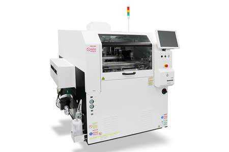 The single-lane printer SPG2 offers high-precision printing in combination with a high degree af automation for labor and effort-saving SMD-printing