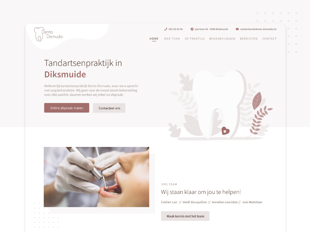 Nieuwe informatieve website voor
de tandartsenpraktijk in Diksmuide.