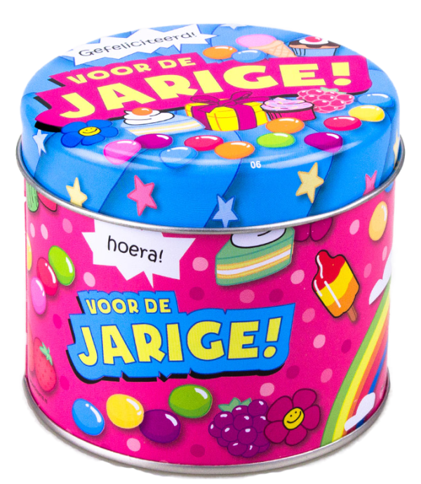 Blik 'Voor de jarige' Blik 'Voor de jarige'