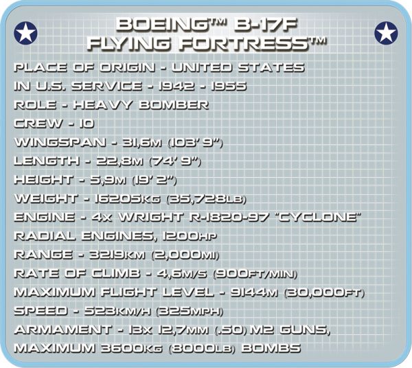 COBI 5707, Boeing B-17F Flying Fortress “Memphis Belle”