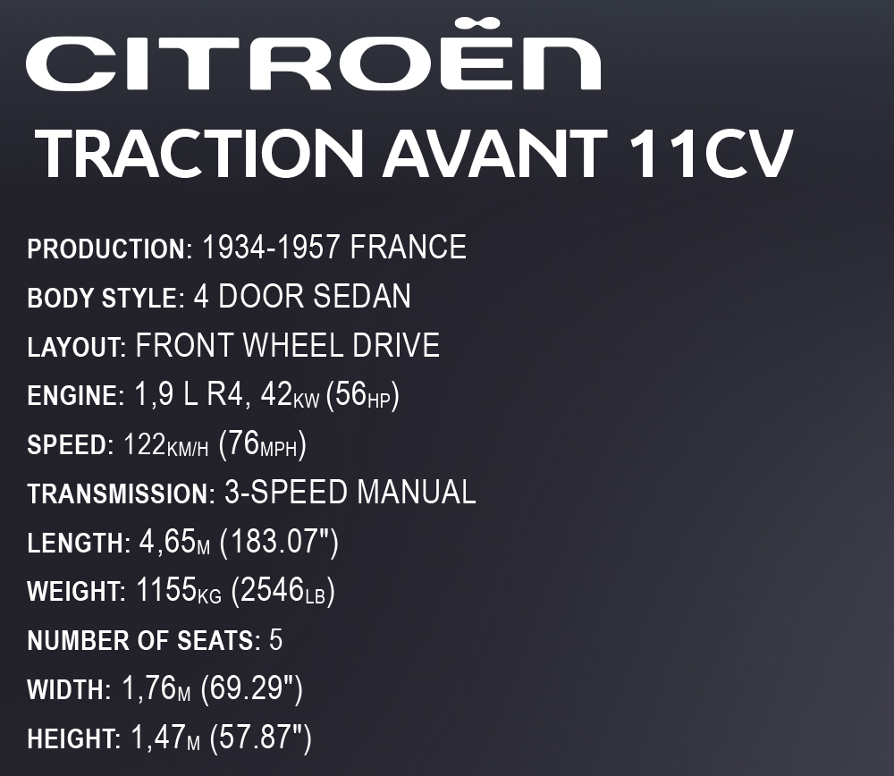 COBI 24337, 1938 Citroën Traction Avant 11C