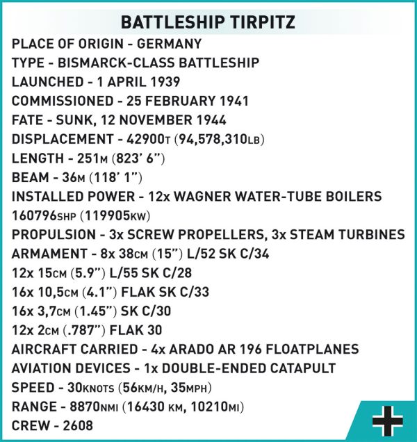 COBI 4838, Battleship Tirpitz Ld. E. - Executive Edition