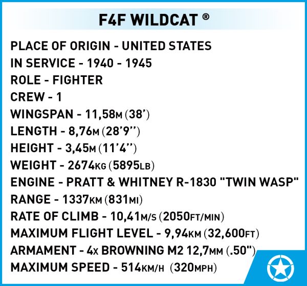 COBI 5731, F4F Wildcat Northrop Grumman 382K