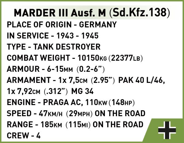 COBI 2282 Marder III Ausf. M (Sd. Kfz 138)