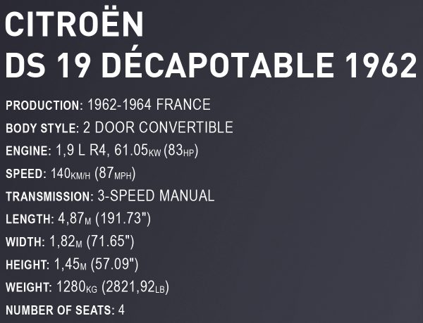 COBI 24346 1962 Citroën DS 19 Convertible Executive Edition