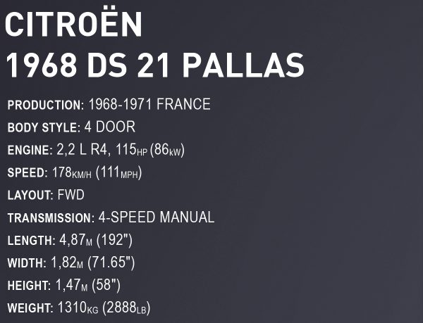 COBI 24348 1968 Citroën DS 21 Pallas