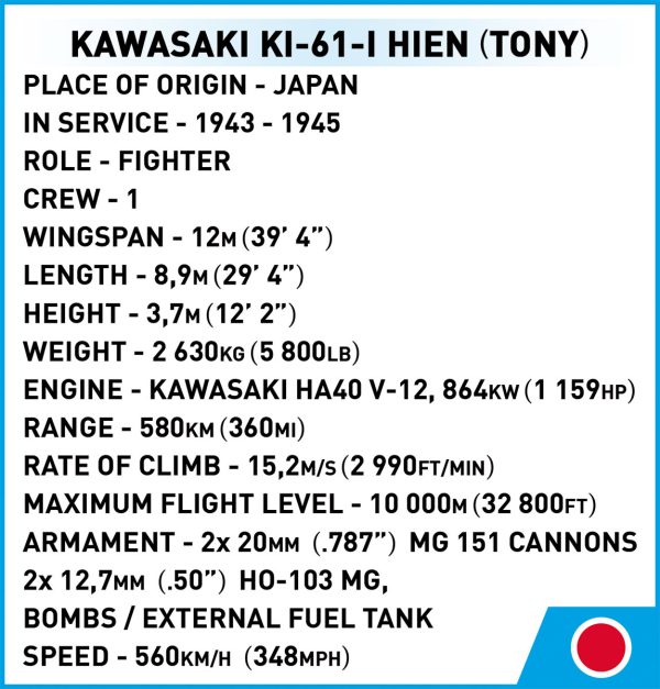COBI 5740 Kawasaki KI-61 - I Hien (Tony)