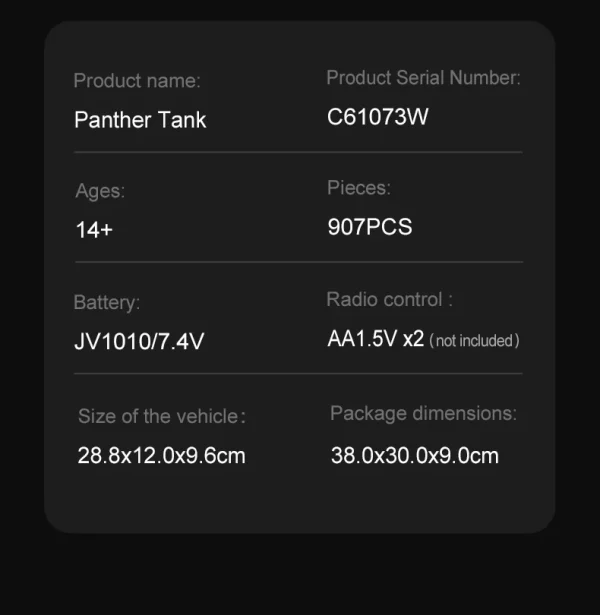 CaDA C61073W Panther Tank