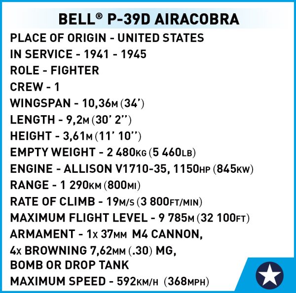 COBI 5746 Bell P-39D Airacobra