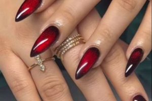 red cat eye nails