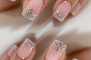 french fade nails shimmer