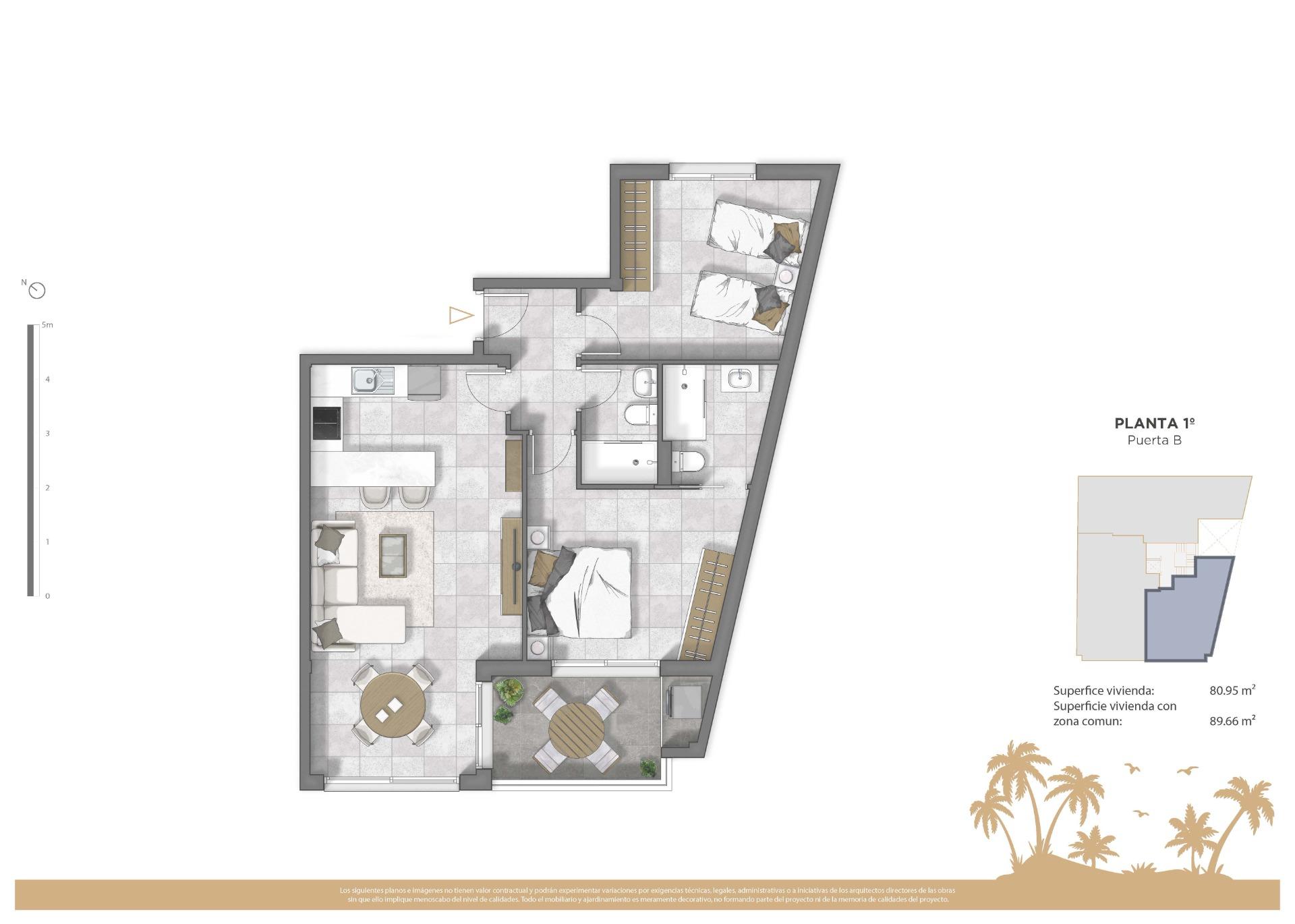 Nye Leiligheter i Sentrum av Guardamar del Segura, Costa Blanca – 2 soverom (Ref: N9583)
