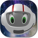 CosmoBally in white ball-shaped space suit and helmet.