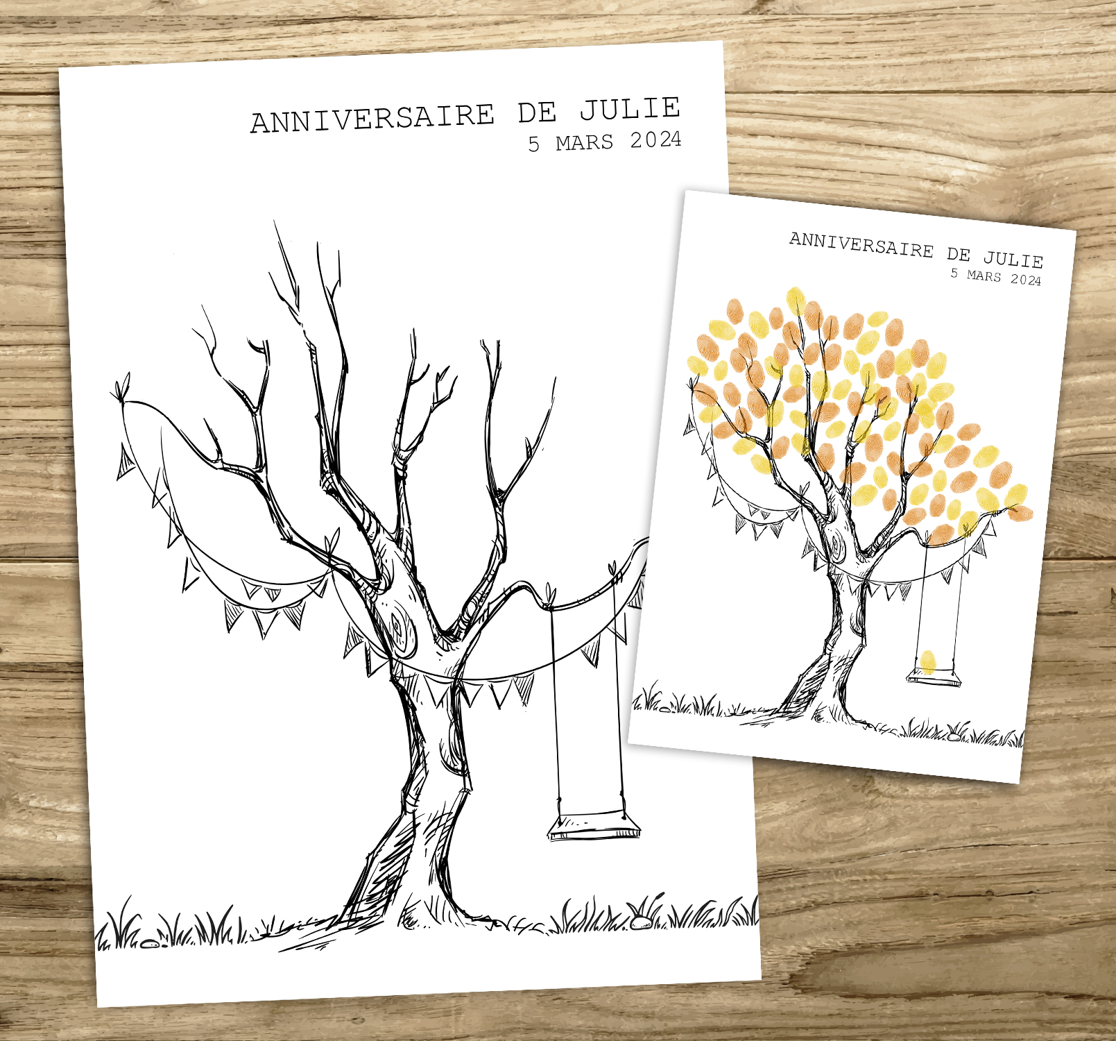 Arbre à empreintes mariage anniversaire baptême balançoire Arbre à empreintes mariage