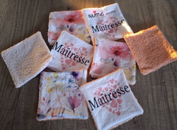 Lot de Lingettes 100 % Coton " Merci Maîtresse "