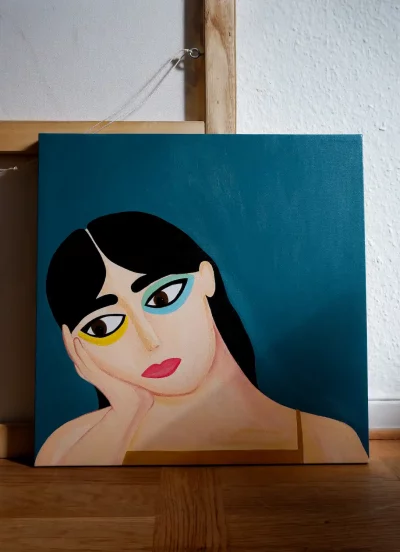 et close up af uvished maleriet