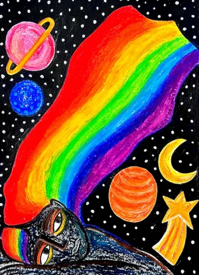 i felt small maleri af en kvinde i universet