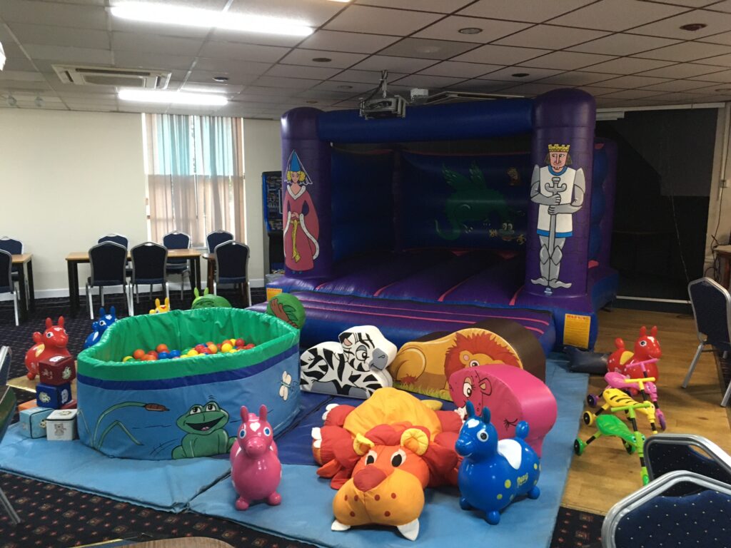 Bouncy castle, soft play and ballpool at birthday party, Bitterne British Legion Club