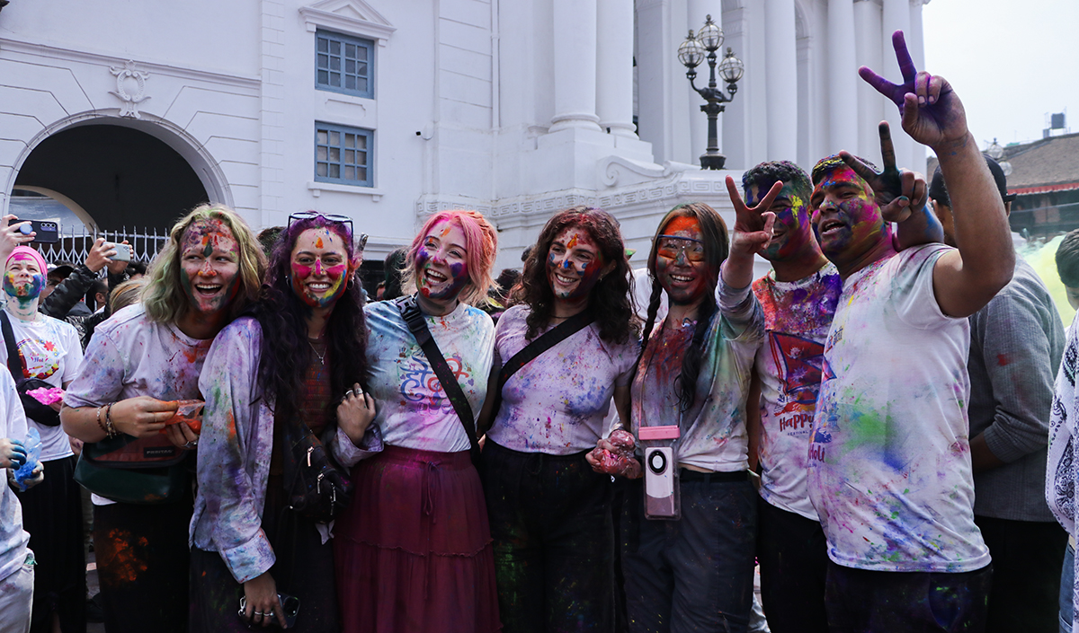 Foreign Tourists Add Vibrancy to Holi Celebrations in Nepal