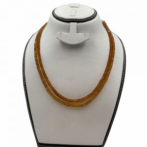 2 line Natural Citrine Carved Beads Necklace