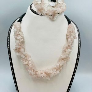 Rose Quartz Necklace with Bracelet