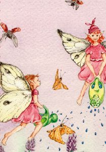 Wenskaart Elfjes met gieter