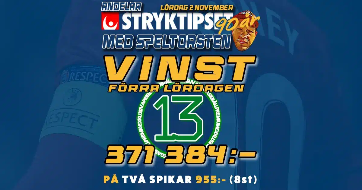 Stryktipset 2 November - Vinst senast 371.384kr