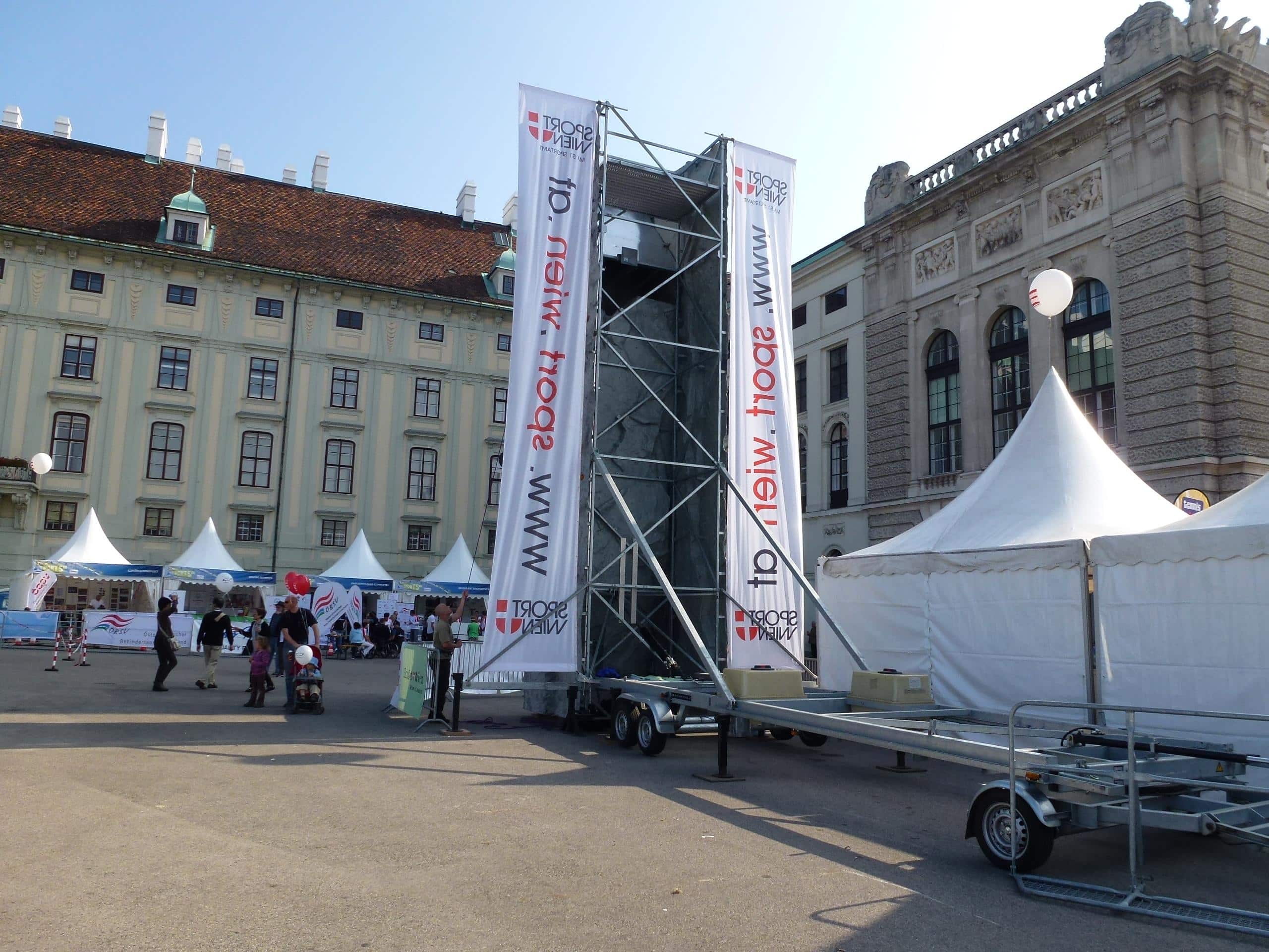 Spider Rock 3 Climbing Tower at Day of Sports Heldenplatz | Space requirements