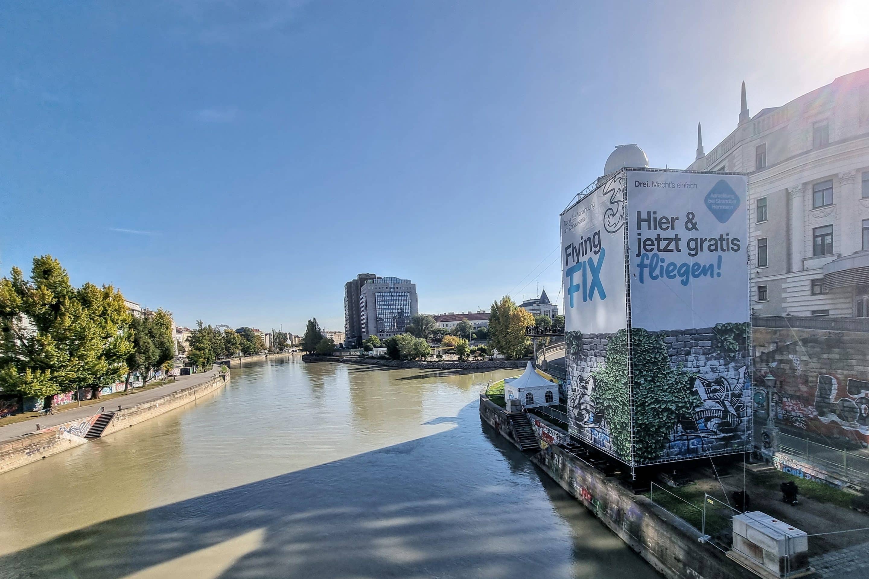 Spider Rock L 16m scaffolding tower with Zipline at Danube Canal