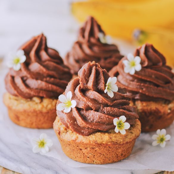 Banana Cupcakes with Sweet Potato Chocolate Frosting (Featured)