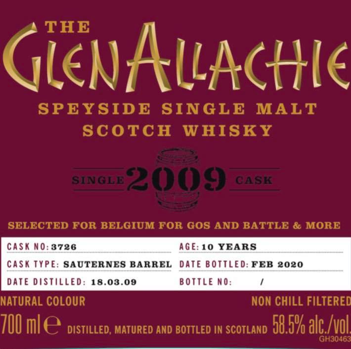 2020: GLENALLACHIE SINGLE CASK 2009 - SAUTERNES FINISH - SOLD OUT