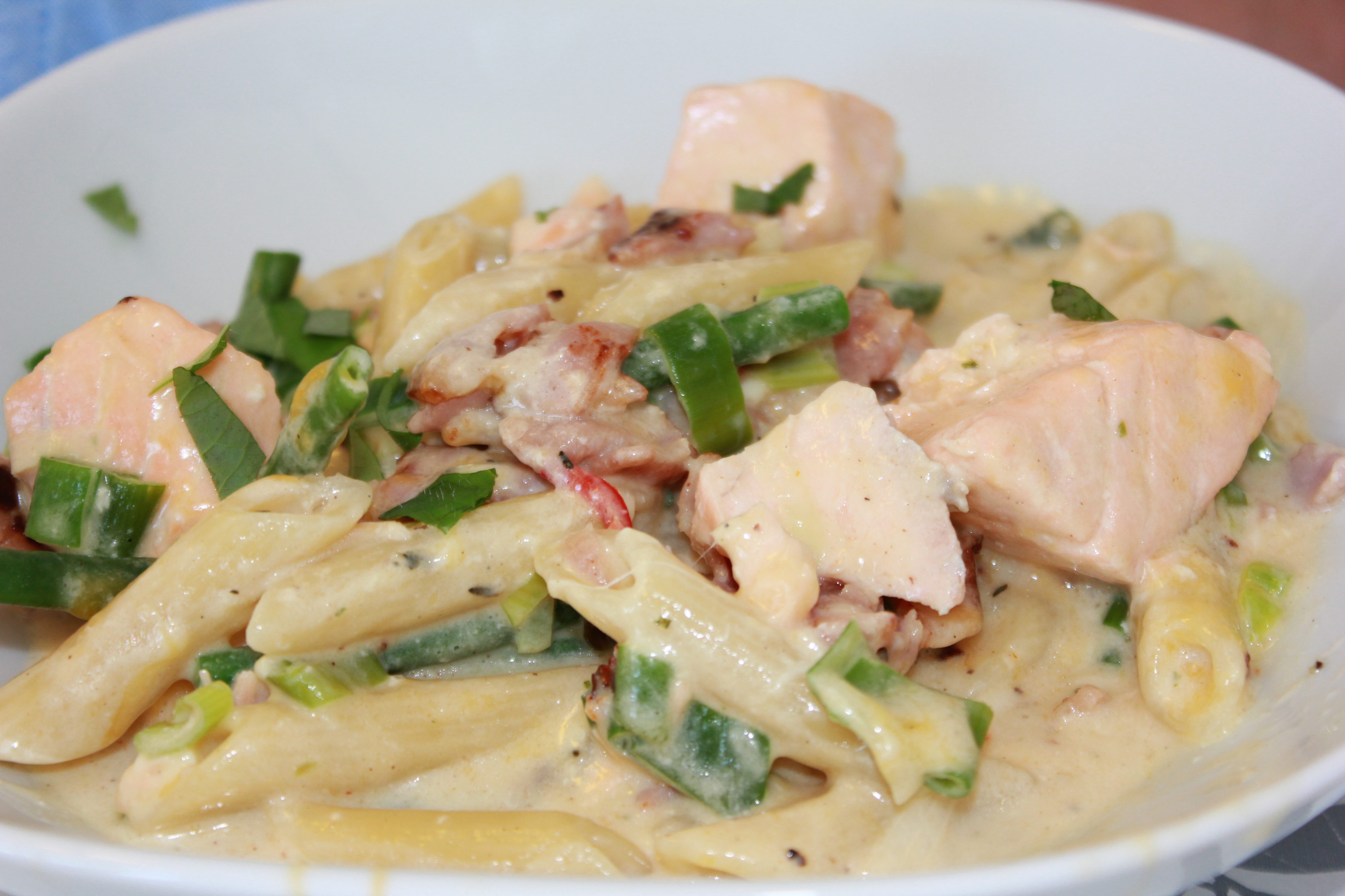 Kremete Laks, bacon og reke pasta – Spiselise