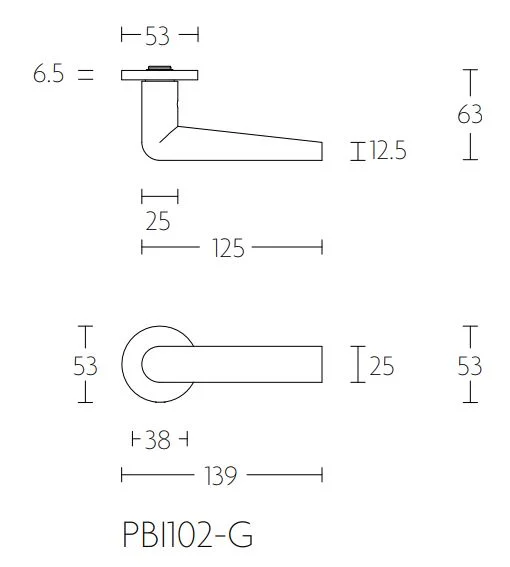 Formani - Deurkruk INC PBI102-G geveerd op rozet PVD mat zwart - Afbeelding 2