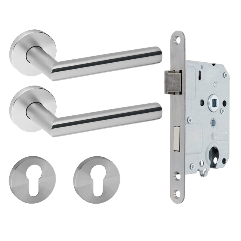 JNF Deurkruk Tubular RVS kruk/kast set