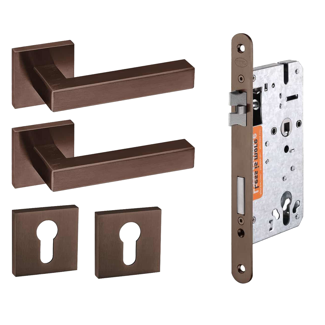 JNF Deurkrukken Geometric Quadro brons PVD kruk/kast set