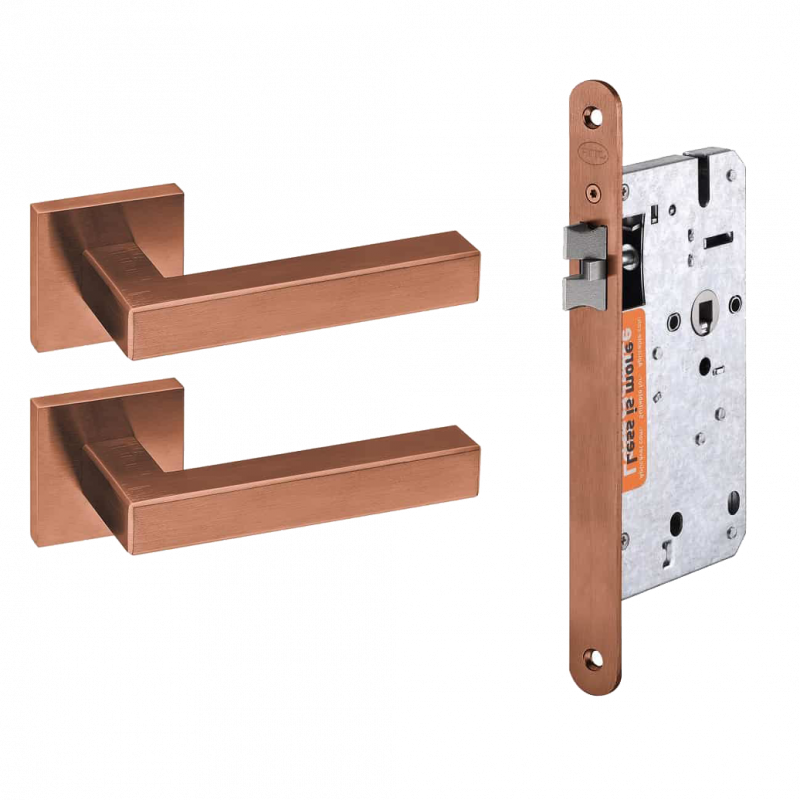 JNF Deurkrukken Geometric Quadro koper PVD set