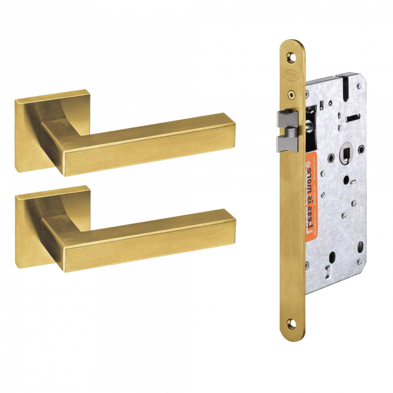 JNF Deurkrukken Geometric Quadro messing PVD set