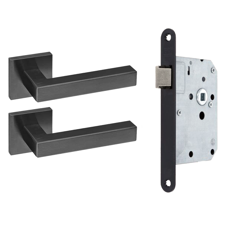 JNF Deurkrukken Geometric Quadro zwart PVD set