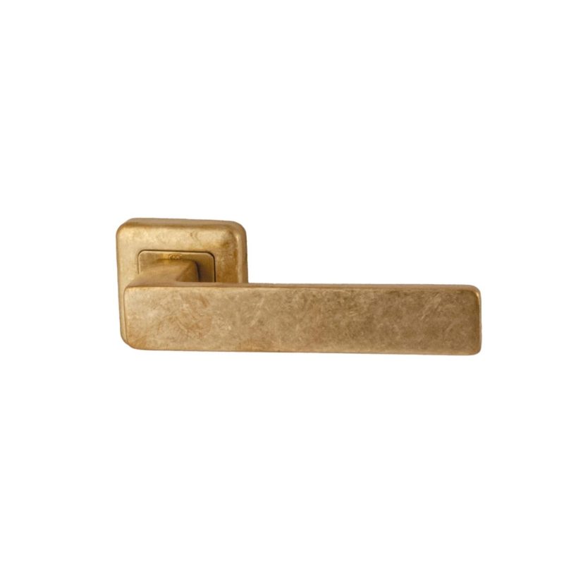 Hardbrass - Deurkruk Cloud vierkant rozet QB getrommeld messing