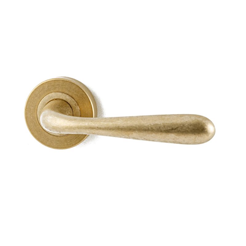 Hardbrass - Deurkruk Baia rond rozet Nika getrommeld messing