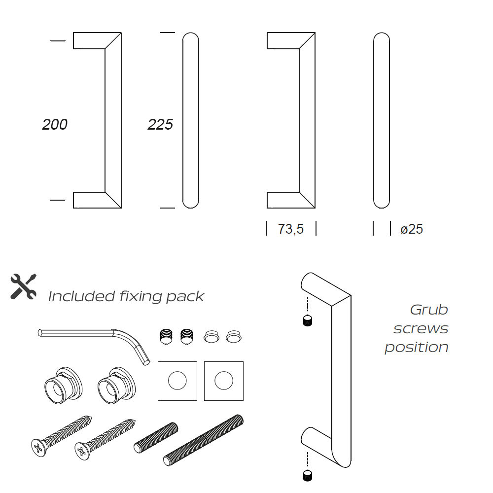 Hardbrass - Handgreep Nairobi 25x225mm INOX - Afbeelding 2