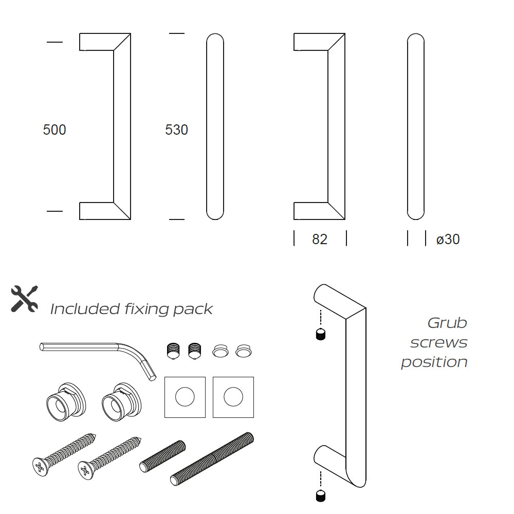Hardbrass - Handgreep Nairobi 30x530mm INOX - Afbeelding 2