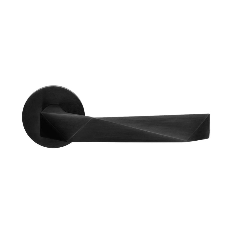 Hardbrass - Deurkruk Luxury op rond FINE rozet zwart