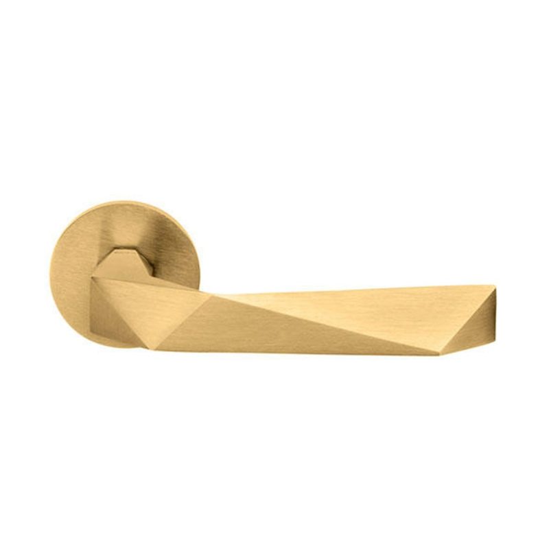 Hardbrass - Deurkruk Luxury op rond FINE rozet PVD warm gold